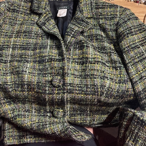 J. Crew Green Metallic Wool Blend Tweed Boucle Blazer. Size 8. P65SA - Picture 4 of 5